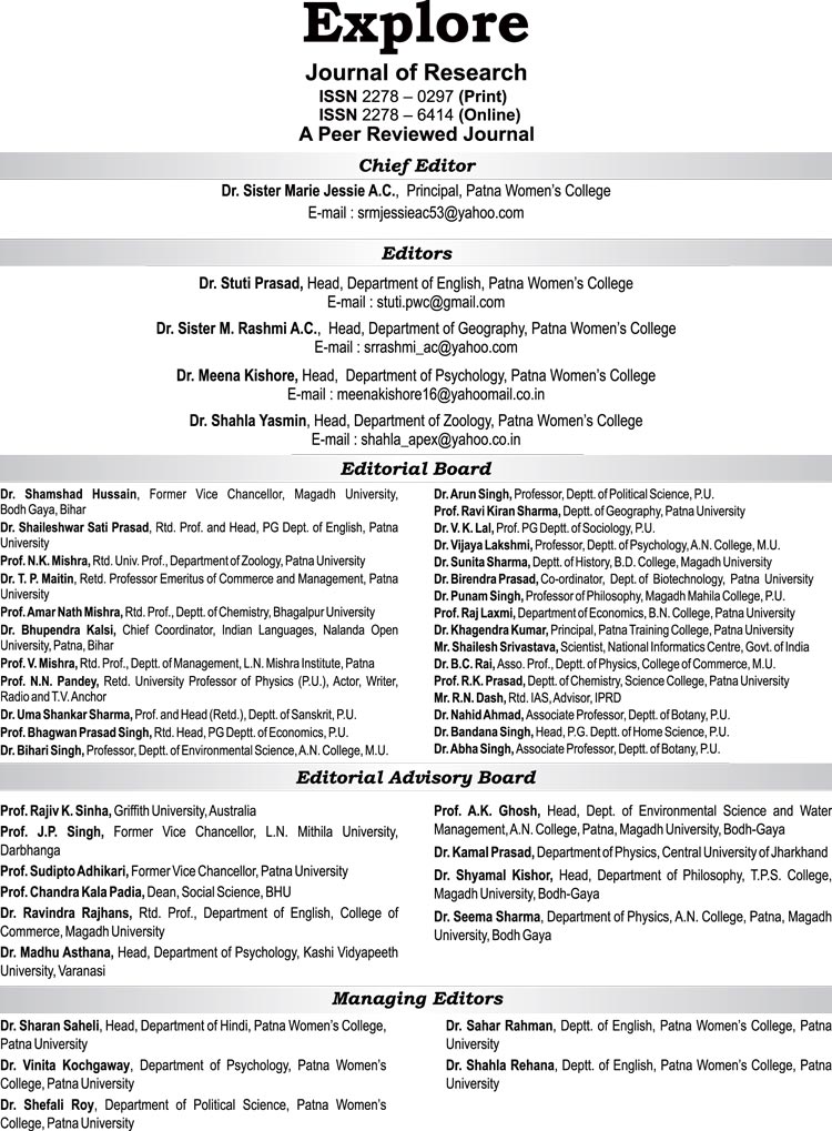 Patnawomens College | EXPLORE VOL. VIII - EDITORIAL BOARD Best College in Patna | EXPLORE VOL. VIII - EDITORIAL BOARD