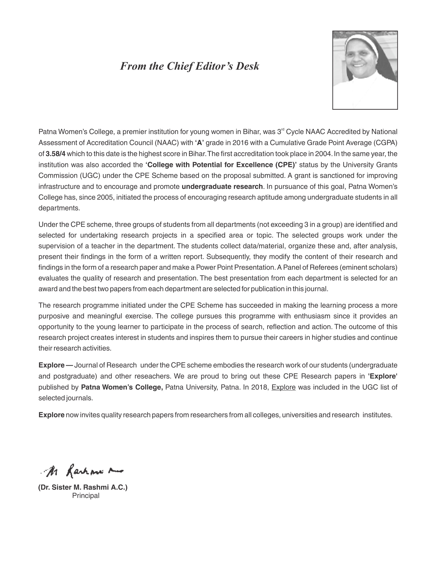 Best College in Patna | Dr Sister M Rashmi A.C